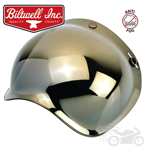 [빌트웰] BILTWELL 헬멧 3스냅 버블 쉴드 골드 미러 안티포그 BUBBLE SHIELD GOLD MIRROR ANTI FOG
