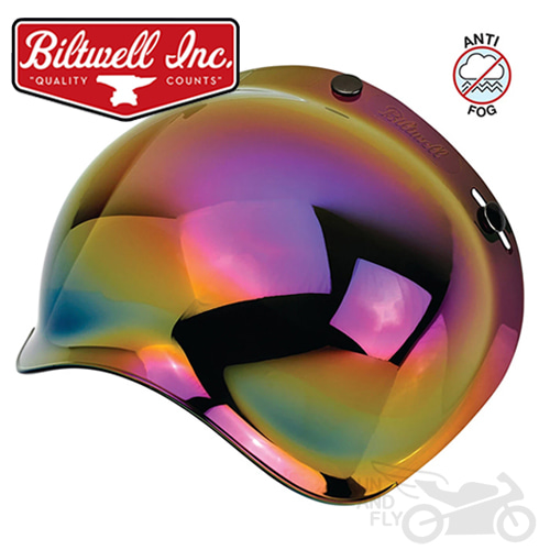 [빌트웰] BILTWELL 헬멧 3스냅 버블 쉴드 레인보우 미러 안티포그 BUBBLE SHIELD RAINBOW MIRROR ANTI FOG